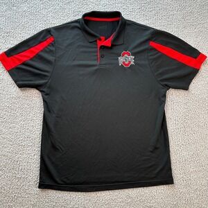 Ohio State Buckeyes Mens Performance Polo Shirt Black Embroidered Logo L NCAA